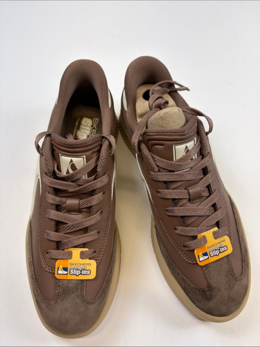 SKECHERS HOTSHOT HI LIFTED LUXE SLIP-INS BROWN SUEDE SNEAKERS SIZE 10 NWT